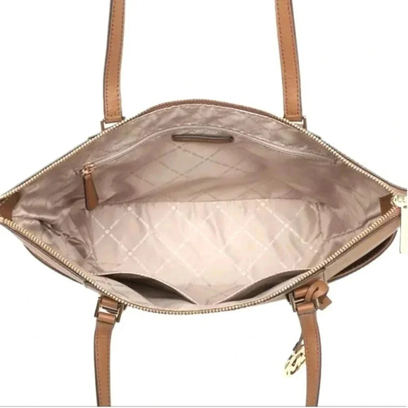 Michael Kors Large Charlotte Tote Bag Luggage Leather Luggage Brown - Picture 9 of 14